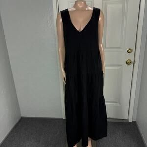 NEW Quince Women's Dress Large Tiered Maxi Cotton Career Summer V neck H3-22